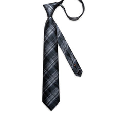 Grey Black Stripe Silk Tie 