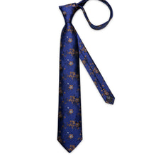 Blue Solid Printing Men's Tie Pocket Square Cufflinks Set