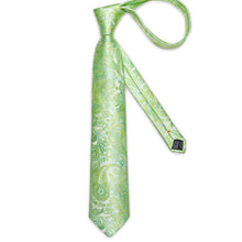 Tender Green Floral Men's Tie Pocket Square Cufflinks Set