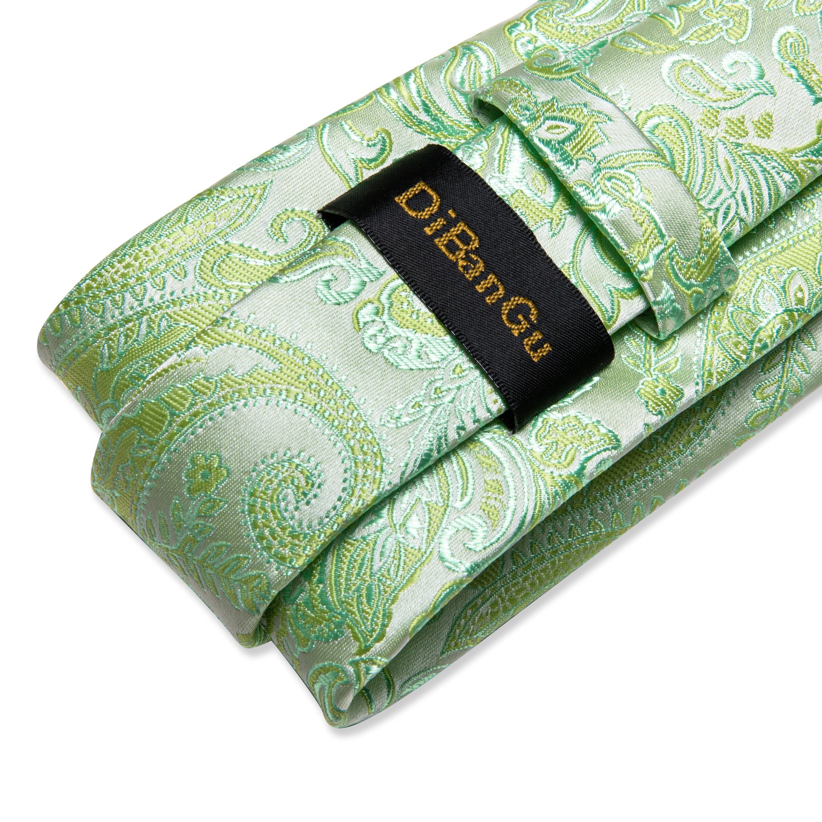 Tender Green Floral Men's Tie Handkerchief Cufflinks Clip Set