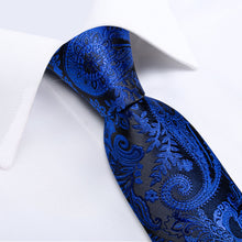 Blue Floral Men's Tie Pocket Square Cufflinks Set