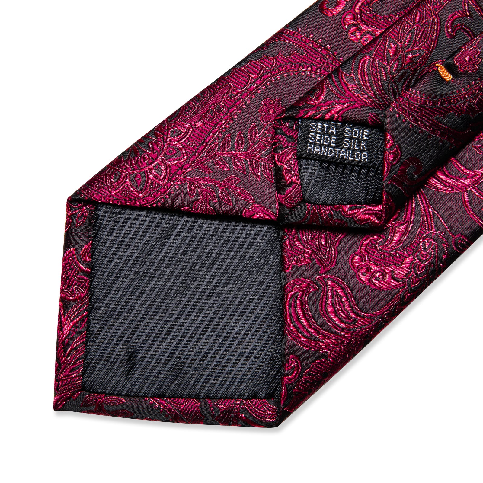 Claret Floral Men's Tie Handkerchief Cufflinks Clip Set
