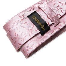 Pink Floral Men's Tie Handkerchief Cufflinks Clip Set