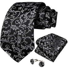 Black White Floral Men's Tie