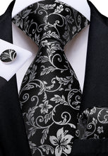 Black White Floral Men's Tie