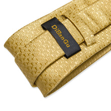 Golden Solid Men's Tie Handkerchief Cufflinks Clip Set