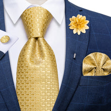 Golden Floral Silk Men's Necktie