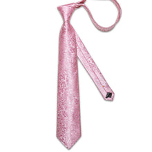 New Pink Floral Men's Tie Handkerchief Cufflinks Clip Set
