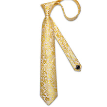 New Champagne Gold Floral Men's Tie Handkerchief Cufflinks Set