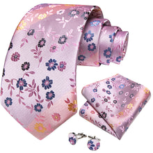 rose pink blue silk mens floral ties wedding tie handkerchief cufflinks set