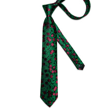 Classic Green Floral Men's Tie Pocket Square Cufflinks Set