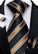 Black Champagne Gold Stripe Men's Tie