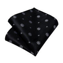 Christmas Black Snowflake Men's Tie Pocket Square Cufflinks Set