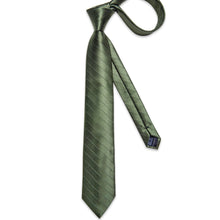 striped black suit forest green tie handkerchief cufflinks set