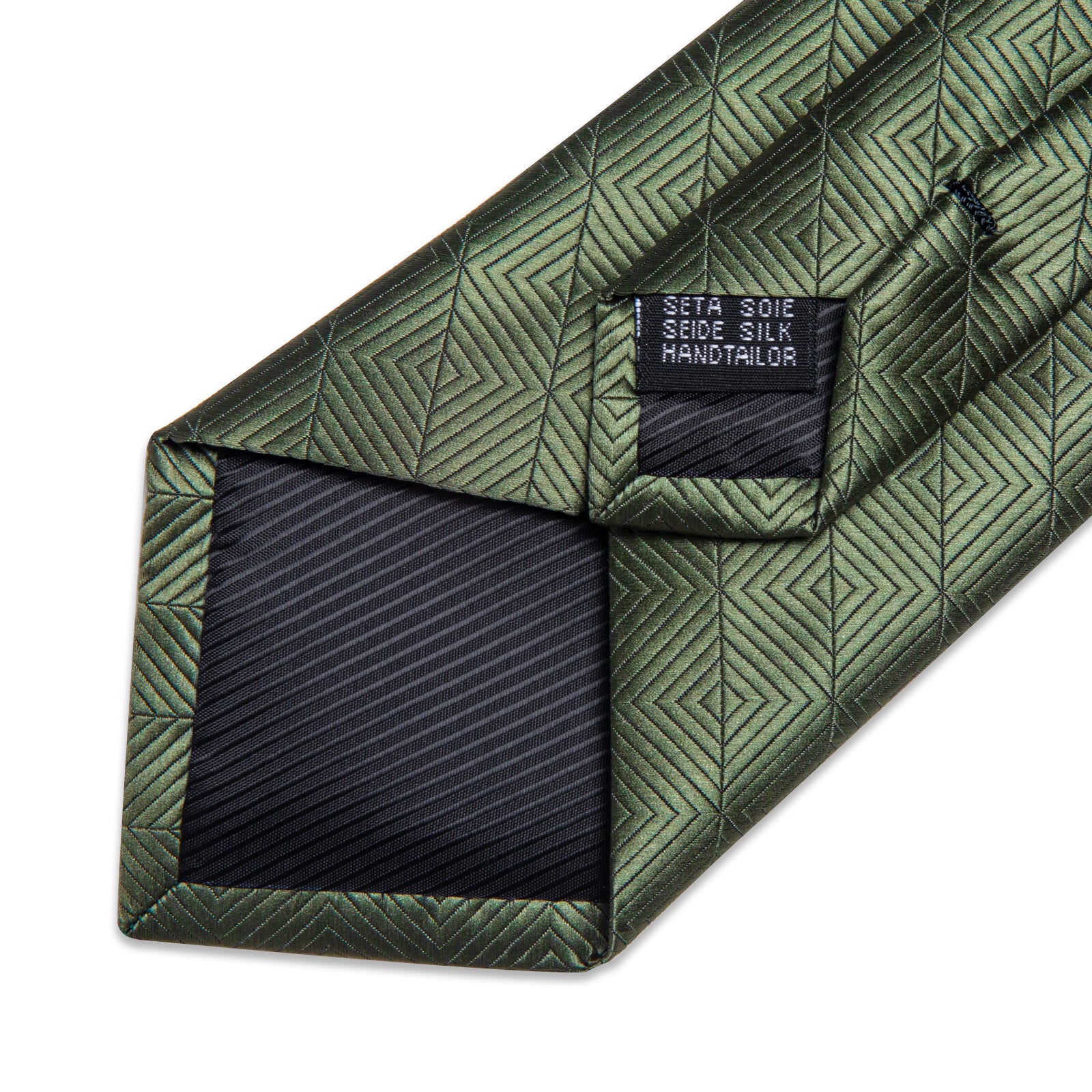 Emerald Stripe Lattice Men's Tie Handkerchief Cufflinks Clip Set