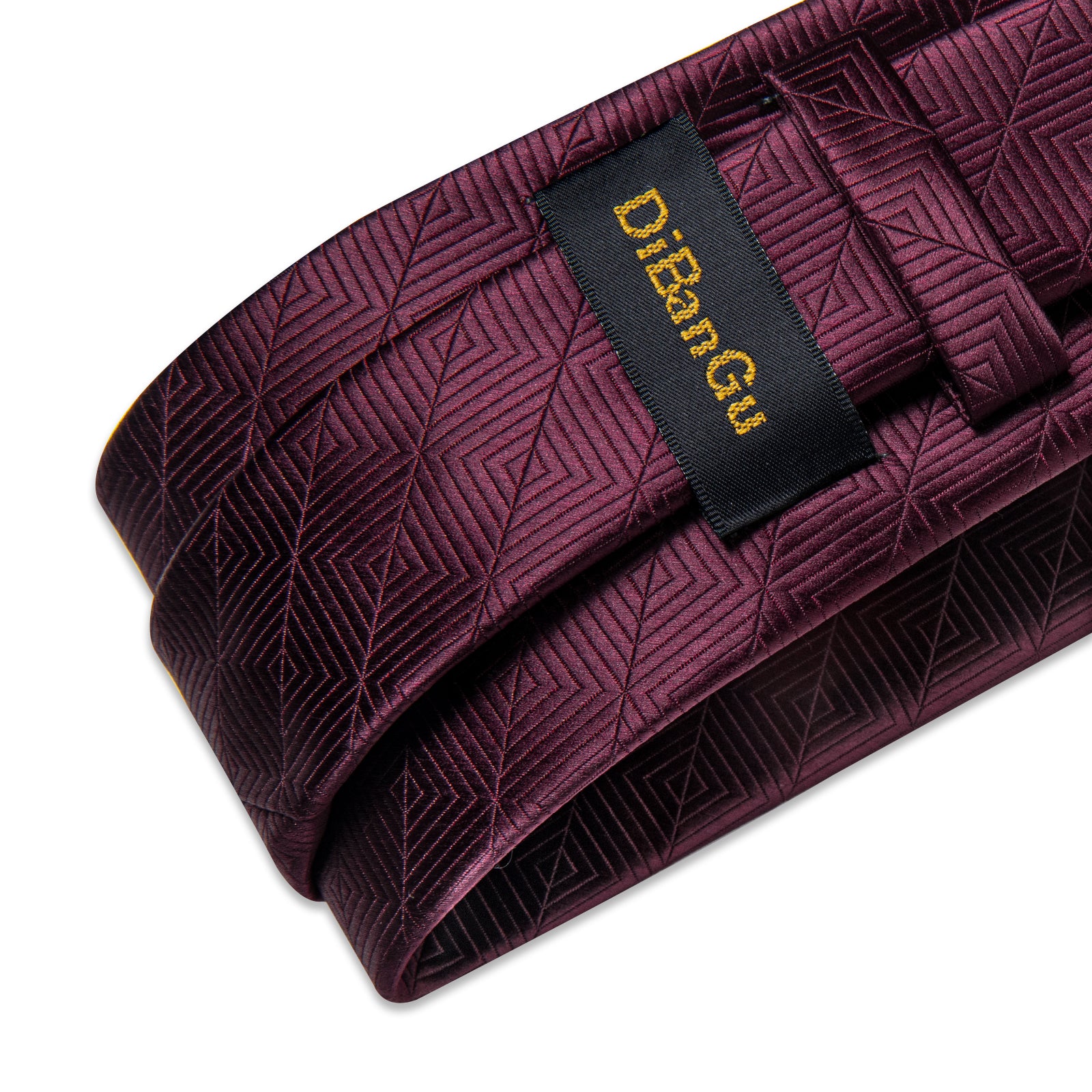 Claret Stripe Lattice Men's Tie Handkerchief Cufflinks Clip Set