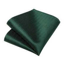 Green Stripe Lattice Men's Tie Handkerchief Cufflinks Clip Set