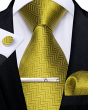 Champagne Olive Green Novelty Men's Tie Handkerchief Cufflinks Clip Set
