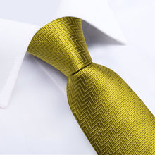 Champagne Olive Green Novelty Men's Tie Handkerchief Cufflinks Clip Set