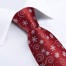 Christmas Snowflake Red Solid Men's Tie Handkerchief Cufflinks Clip Set