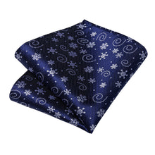 Christmas Blue Solid Snowflake Men's Tie Pocket Square Cufflinks Set