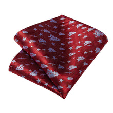 Christmas Tree Red Solid Men's Tie Handkerchief Cufflinks Clip Set