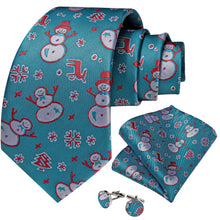 Christmas Snowman Men's Tie Pocket Square Cufflinks Set