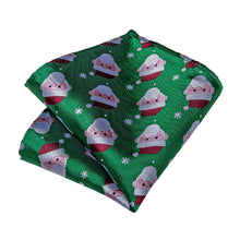 Christmas Green Solid Santa Claus Men's Tie Pocket Square Cufflinks Set
