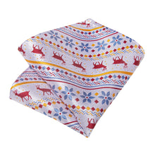 Christmas Red Elk Floral White Solid Men's Tie Handkerchief Cufflinks Clip Set