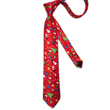 Christmas Novel Red Men's Tie Handkerchief Cufflinks Clip Set
