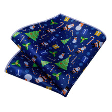 Christmas Novel Blue Men's Tie Handkerchief Cufflinks Clip Set