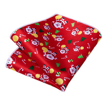 Christmas Red Santa Novelty Tree Men's Tie Pocket Square Cufflinks Set