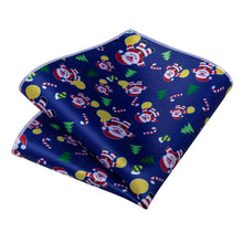Christmas Novel Cartoon Blue Men's Tie Handkerchief Cufflinks Clip Set