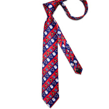 Christmas Novel Cartoon Red Blue Stripe Men's Tie Handkerchief Cufflinks Clip Set