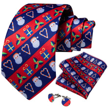 Christmas Pattern  Stripe Men's Tie Pocket Square Cufflinks Set