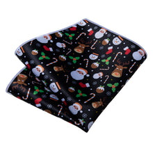 Christmas Black Solid Novel Men's Tie Pocket Square Cufflinks Set