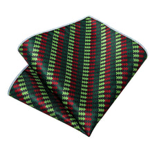 Christmas Red Green Yellow Pattern Men's Tie Pocket Square Cufflinks Clip Set