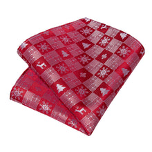Christmas Red Lattice Pattern Men's Tie Pocket Square Cufflinks Clip Set