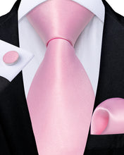 Cherry Blossom Powder Solid Men's Tie Pocket Square Cufflinks Set