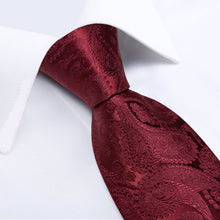 Red Paisley Men's Tie Pocket Square Cufflinks Set