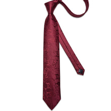 Red Paisley Men's Tie Pocket Square Cufflinks Set