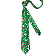 Christmas Novelty Green Men's Tie Pocket Square Cufflinks Set