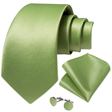 Lime Green Solid Men's Tie Pocket Square Cufflinks Set