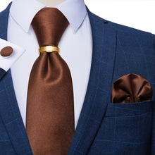 4PCS Maroon Solid Silk Men's Tie Pocket Square Cufflinks with Tie Ring Set