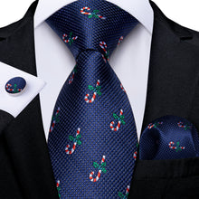 Christmas Blue Dotted Pattern Men's Tie Pocket Square Cufflinks Set