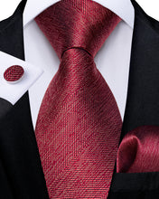 Red Solid Men's Tie Pocket Square Cufflinks Set