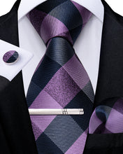 Black Purple Plaid Men's Tie