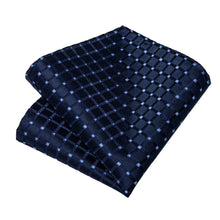 Blue Dotted Men's Tie Pocket Square Cufflinks Clip Set