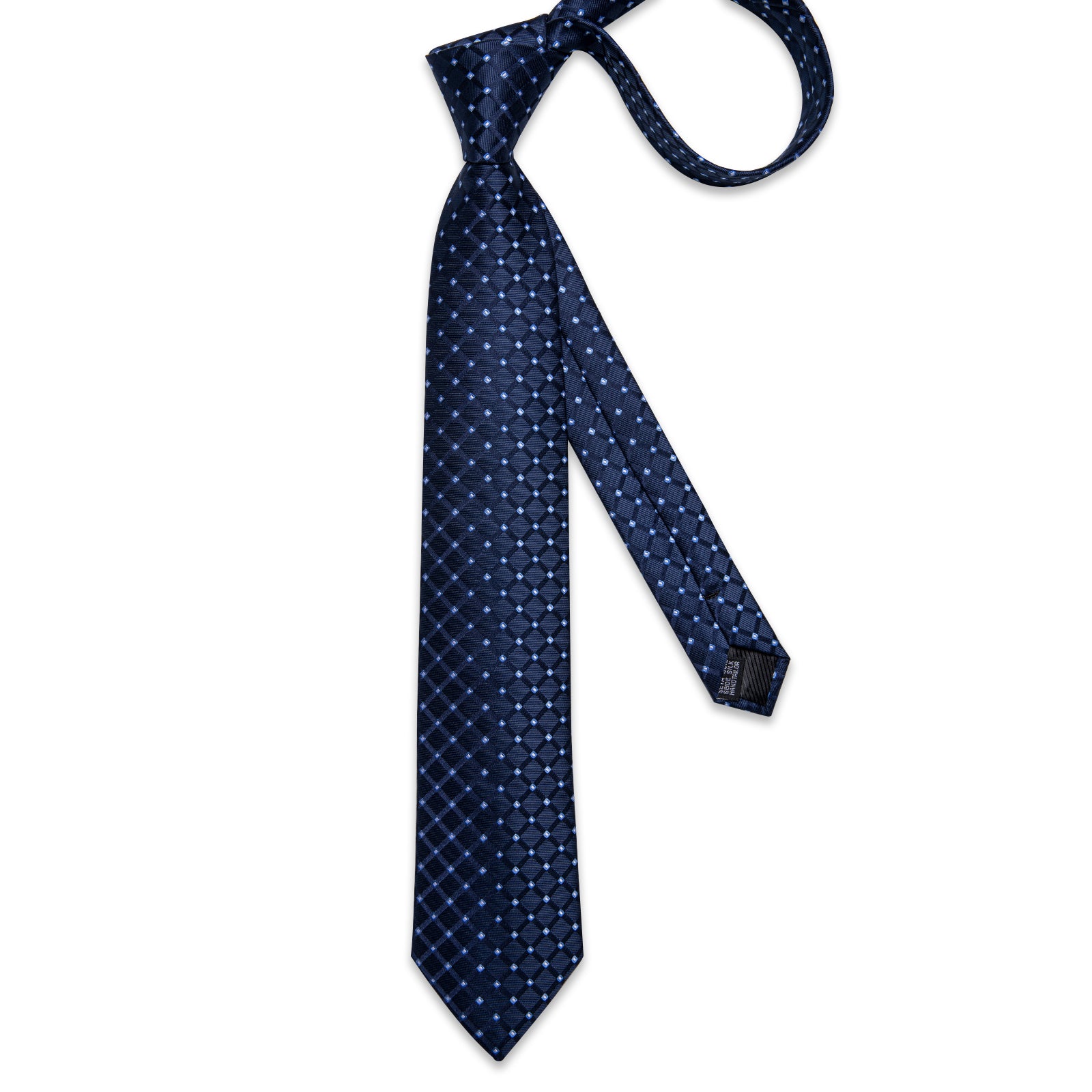 Blue Dotted Men's Tie Pocket Square Cufflinks Clip Set