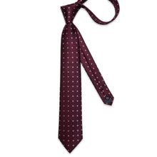Red Dotted Men's Tie Pocket Square Cufflinks Set